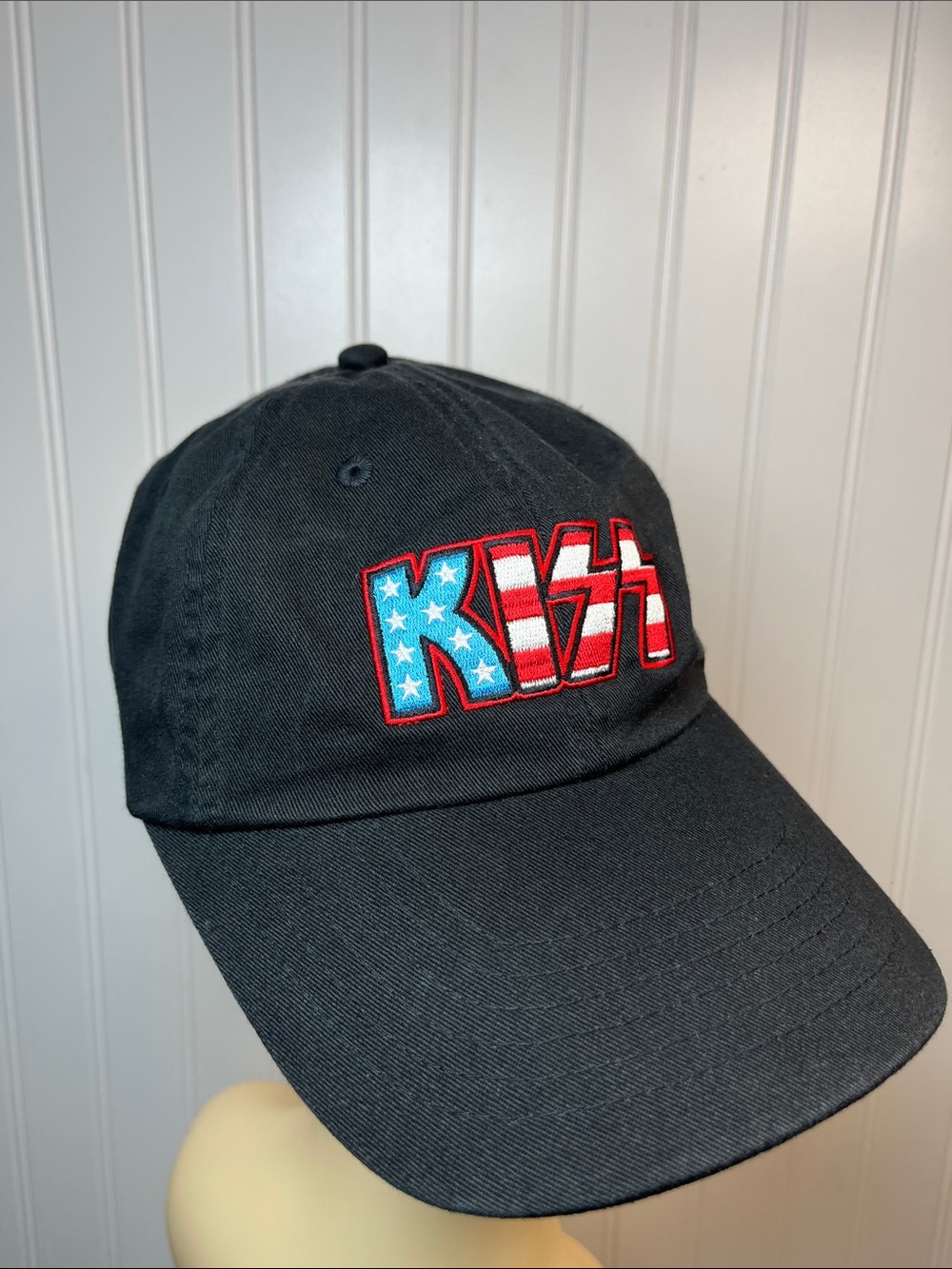 Kiss American Flag Black Stars Stripes Rock Band Cap Dad Hat